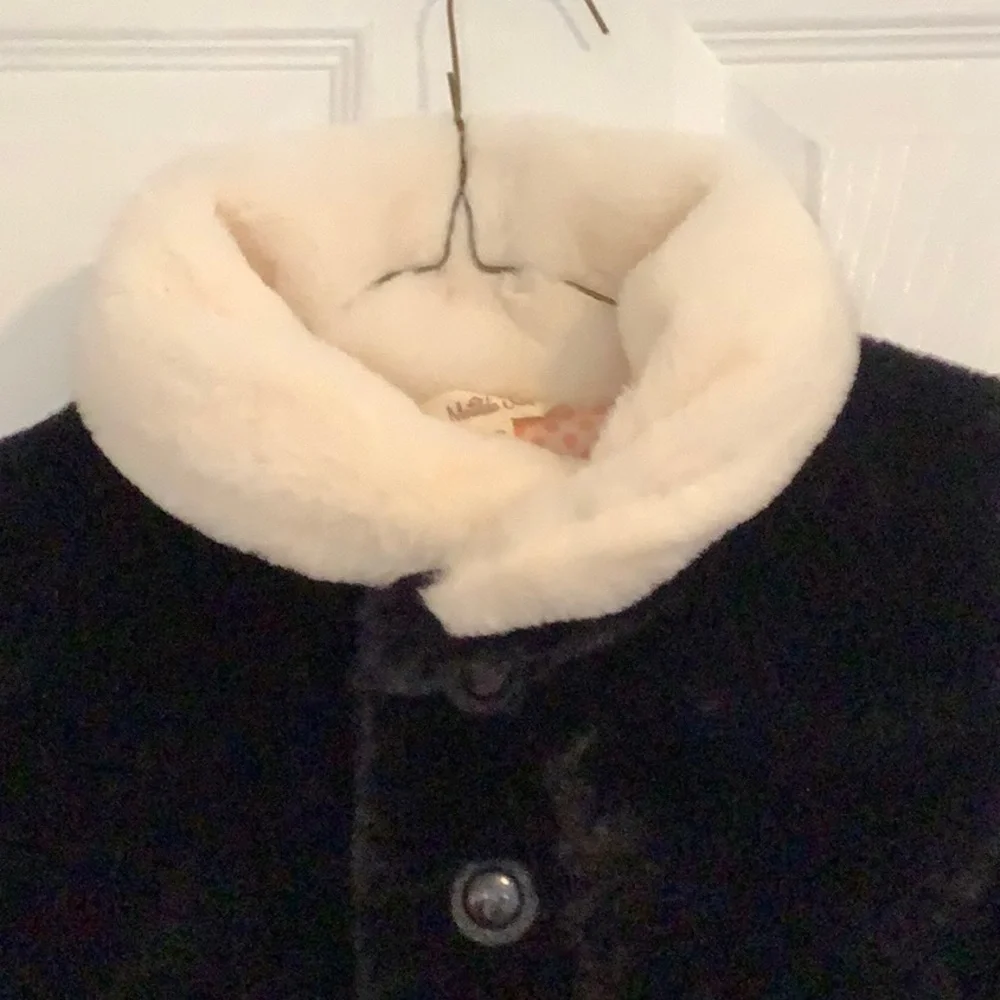 MATILDA JANE Girls Dressy Fancy Formal Black/White Faux Fur Fall Jacket Coat 8